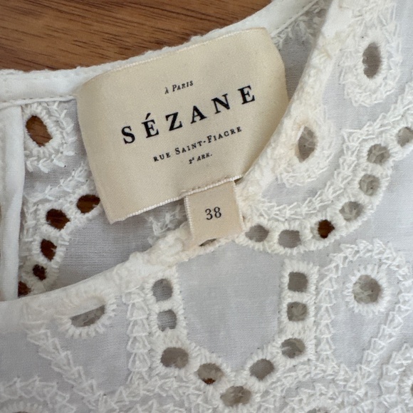 Sezane Annabelle Blouse Ecru - Size 6 - Picture 3 of 8